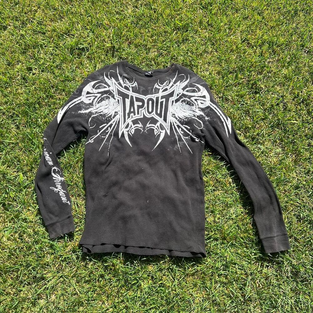 Tapout y2k men’s 3xl thermal long sleeve waffle knit shirt rare